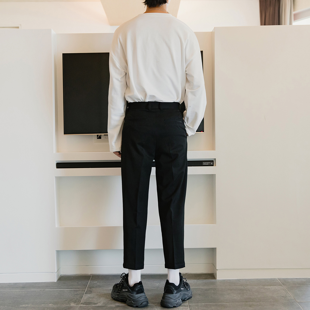 Quần vest nam mùa thu nam Sicily 9 điểm quần lửng bé trai Phiên bản Hàn Quốc của xu hướng quần vest đen suit nam