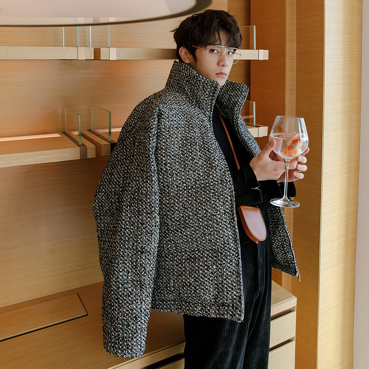 CHICERRO Sicilian men's clothing Heavy Industry 300g Cotton Small Scent Wind Stand Paving Cotton Jacket Autumn Winter Thickened Design Sensation