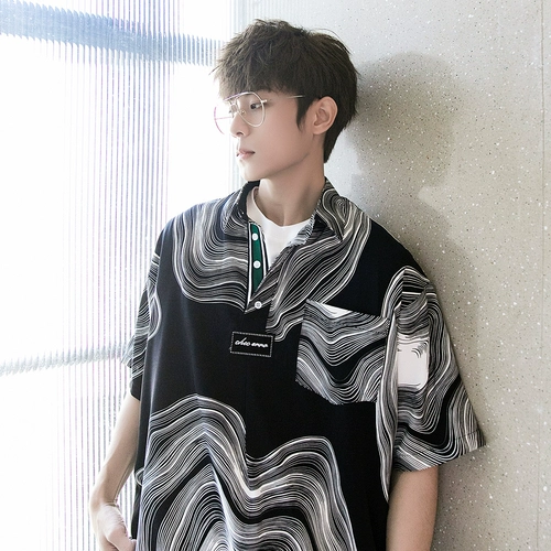 CHICERRO Сексуальная рубашка, трендовая футболка polo, короткий рукав, в корейском стиле