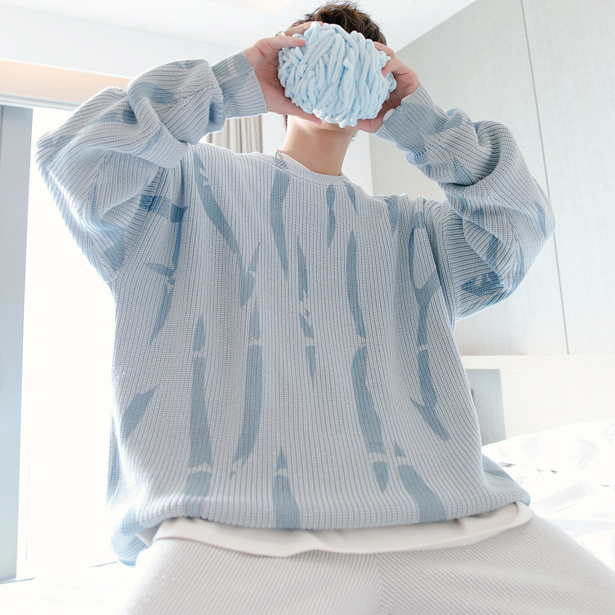 CHICERRO Sicilian men's clothing headsets Rounded Collar Casual Sweaters Loose Korean version Lazy Wind Couple Needle Weaters