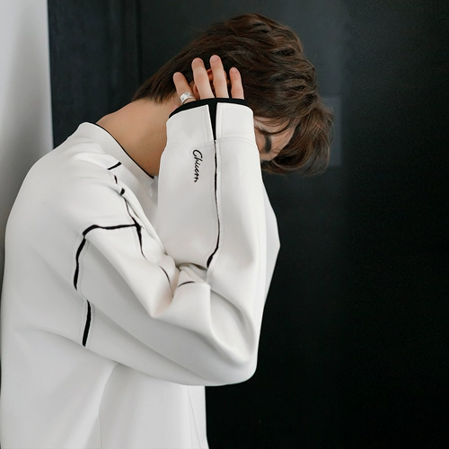 CHICERRO Осенний белый весенний лонгслив для отдыха, толстовка, круглый воротник