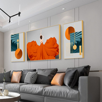 Living room decorative painting light luxury atmospheric Crystal porcelain murals figure beauty sofa background wall hanging painting triple mural wall painting
