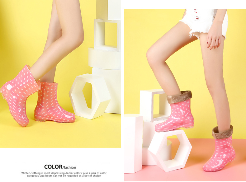 Giày cao gót nhung nữ cộng với giày đi mưa cotton ống ngắn chống thấm nước ngoài trời giày cao su chống trượt cho người lớn đặt giày ấm nước mùa đông bán bọc giày đi mưa