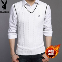 Mùa xuân và mùa thu Thanh niên nam Joker Đơn giản màu len đơn giản V-cổ đan Vest Vest tay áo tay áo mỏng áo len khoác len mỏng