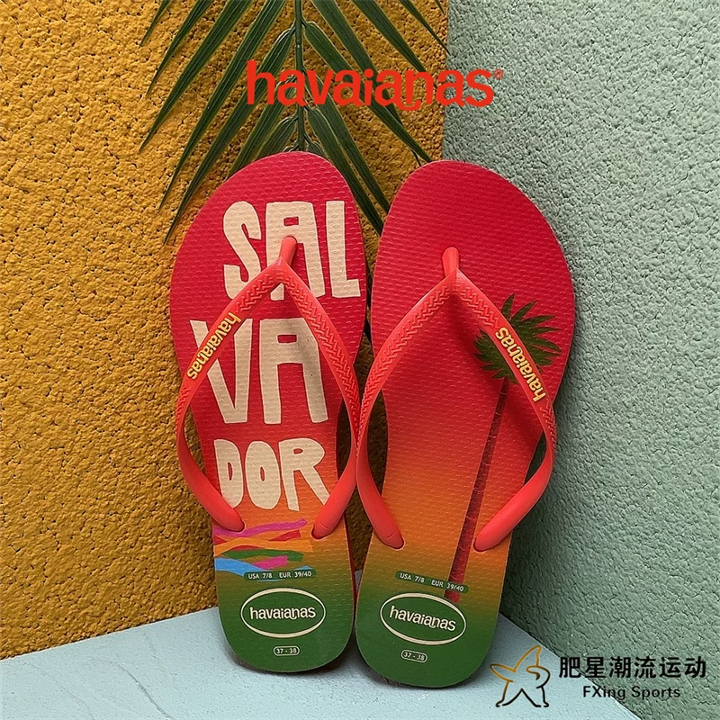 Сланцы Havaianas Slim Postcard с принтом, удобные повседневные пляжные шлепанцы для женщин