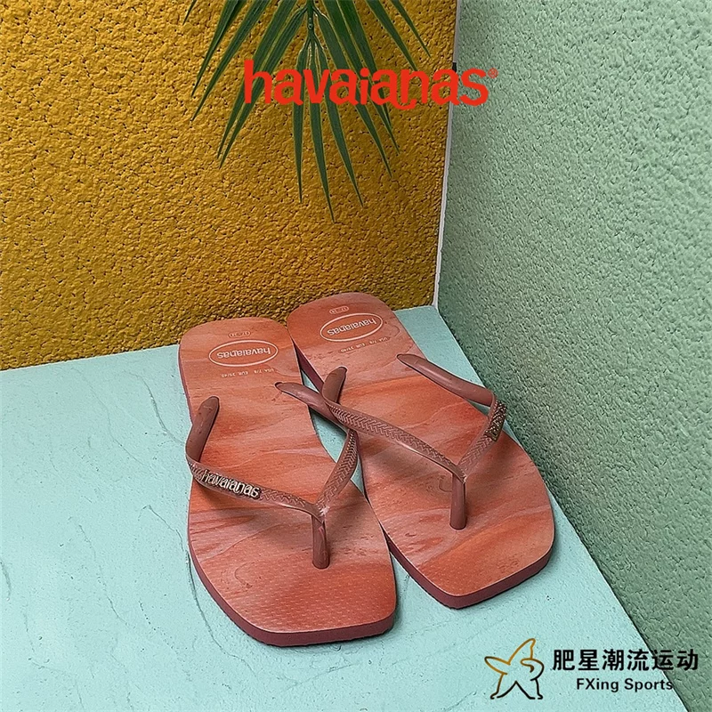 Havaianas Квадрат стильные градиентные комфортные повседневные женские шлепанцы квадратного носка