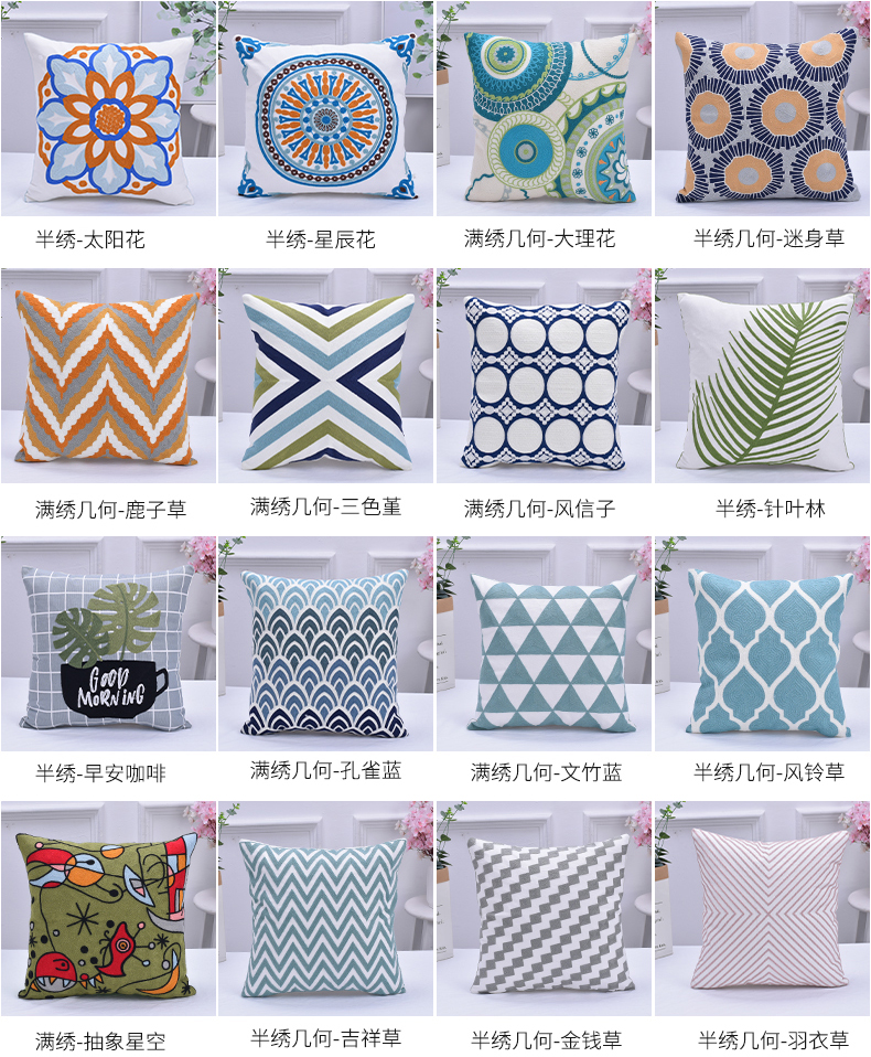 Gối thêu cotton phòng khách của Mỹ sofa mẫu gối phòng gối gối không có lõi văn phòng - Trở lại đệm / Bolsters gối tựa lưng hình thú