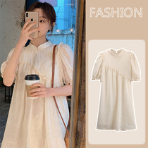 Pregnant women dress summer season large CASSEFING loose medium and long-range vertical retro-Korean doll fashion dress