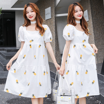 Pregnant women summer season large Han edition shattered gas tops high-end dress loose white sweet dress