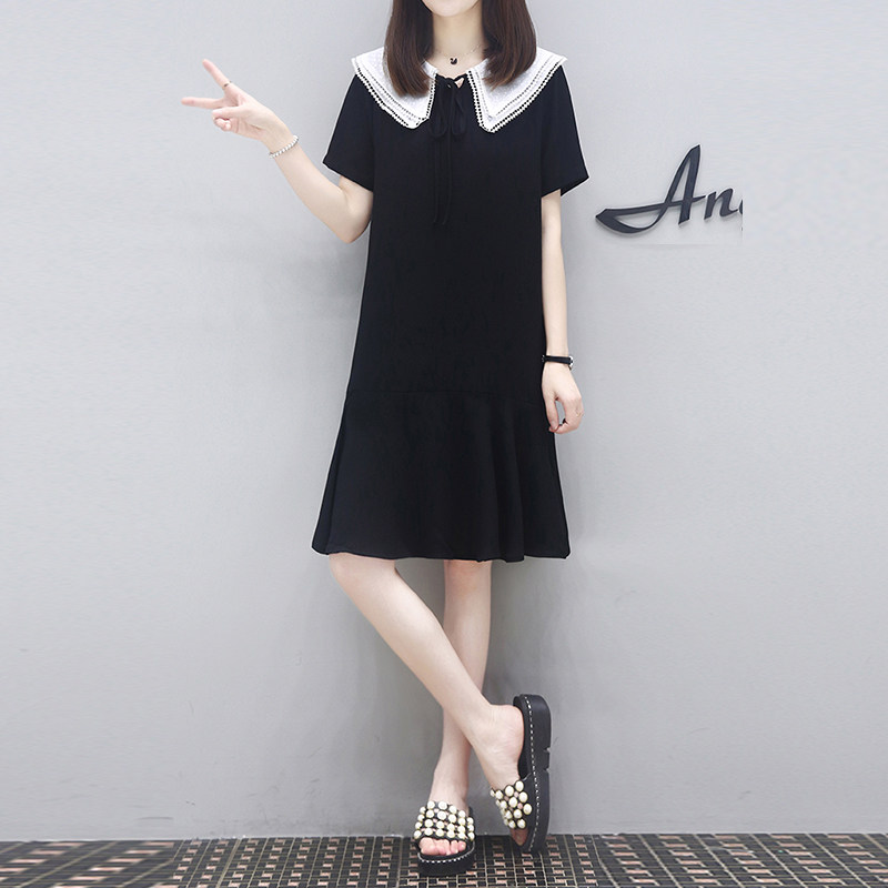 Pregnant women summer season chiffon large size Korean version new French style Western style mid-length version large swing loose top dress