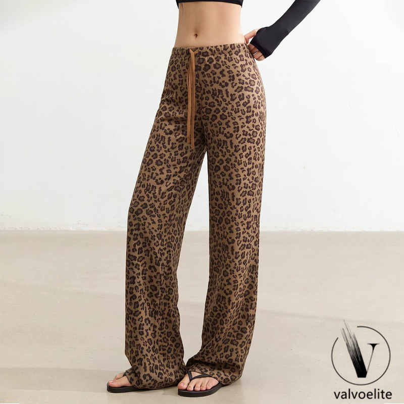 Valvoelite Leopard Print Loose Fitness Pants for Women Drawstring Elastic Waist Yoga Pants Drapey Straight-Leg Sports Pants Valvoelite Leopard Print Loose Fitness Pants for Women Drawstring Elastic Waist Yoga Pants Drapey Straight-Leg Sports Pants