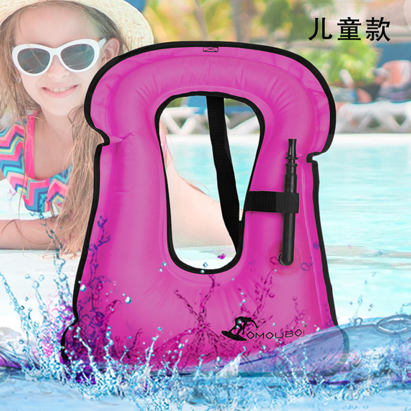 Adult child snorkeling life jacket buoyancy vest inflatable foldable portable safety swimming ring diving surf