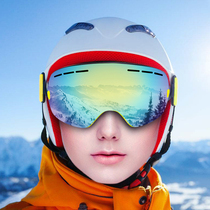 Mens and womens large spherical ski goggles adult double-layer anti-fog ski goggles equipped with single and double plate goggles for myopia.