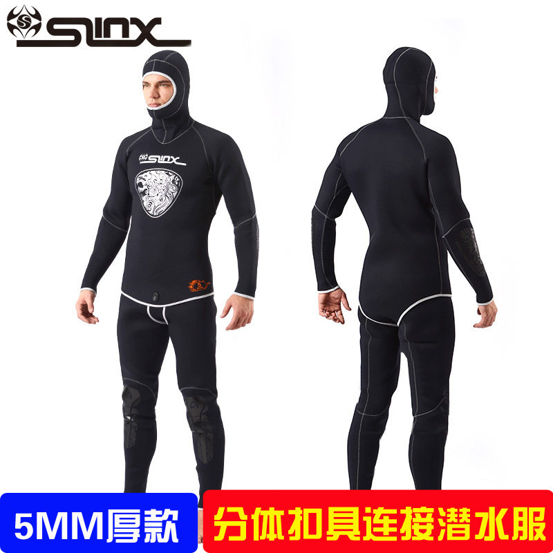 SLINX 5MM wetsuit thickened lead sleeve warm snorkeling two-piece long sleeve diving coat large size for two sets