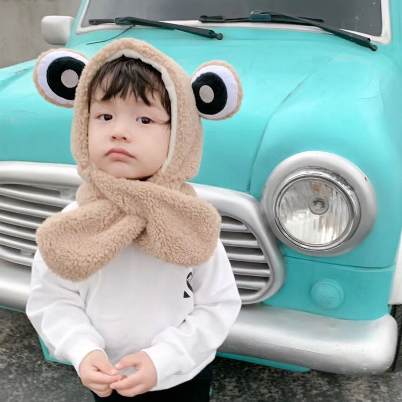 Children's hats, girls, baby ear protection hats, cute frogs, girls, boys, hats, autumn and winter, baby scarves, all in one winter