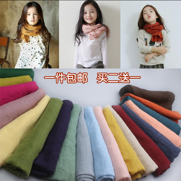 Children scarves spring autumn style new baby scarf Han version pure color cotton linen candy color scarves with baby scarves