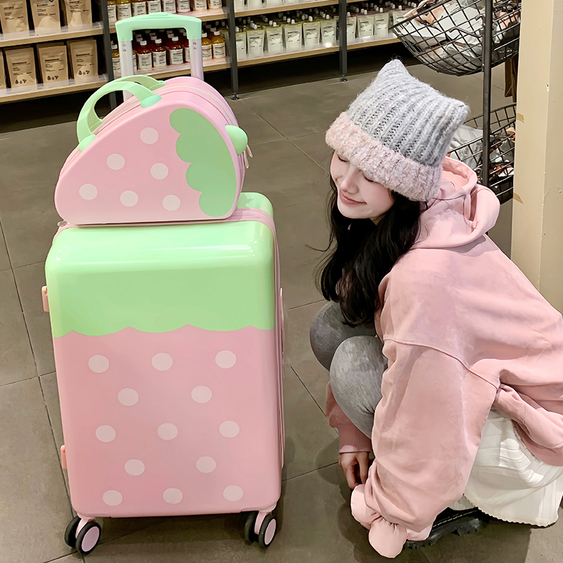 Strawberry Suitcase 2026 New Model Trolley Case for Girls, High-Looking and Stylish Travel Suitcase, Sturdy and Durable 24inch Carry-On Suitcase Strawberry Suitcase 2026 New Model Trolley Case for Girls, High-Looking and Stylish Travel Suitcase, Sturdy and Durable 24inch Carry-On Suitcase