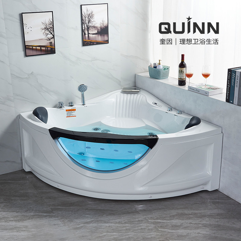 Quinn's high-end household adult fan-shaped large glass jacuzzi bathtub for lovers
