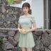 Đồ bơi nữ Xiaotao ba mảnh nóng bỏng Hàn Quốc mùa xuân nhỏ nước hoa thời trang mỏng gợi cảm một bên váy váy lệch vai 	áo tắm 2 mảnh cho bé gái	 Bộ đồ bơi hai mảnh