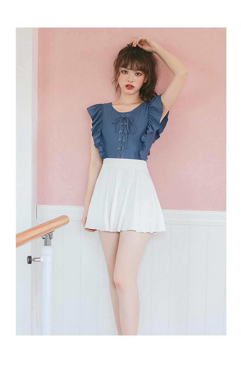 Hàn Quốc nhỏ tươi váy sinh viên áo tắm nữ bảo thủ che bụng áo tắm mỏng backless mùa xuân kỳ nghỉ bơi phù hợp - Bộ đồ bơi One Piece mẫu áo tắm liền thân đẹp