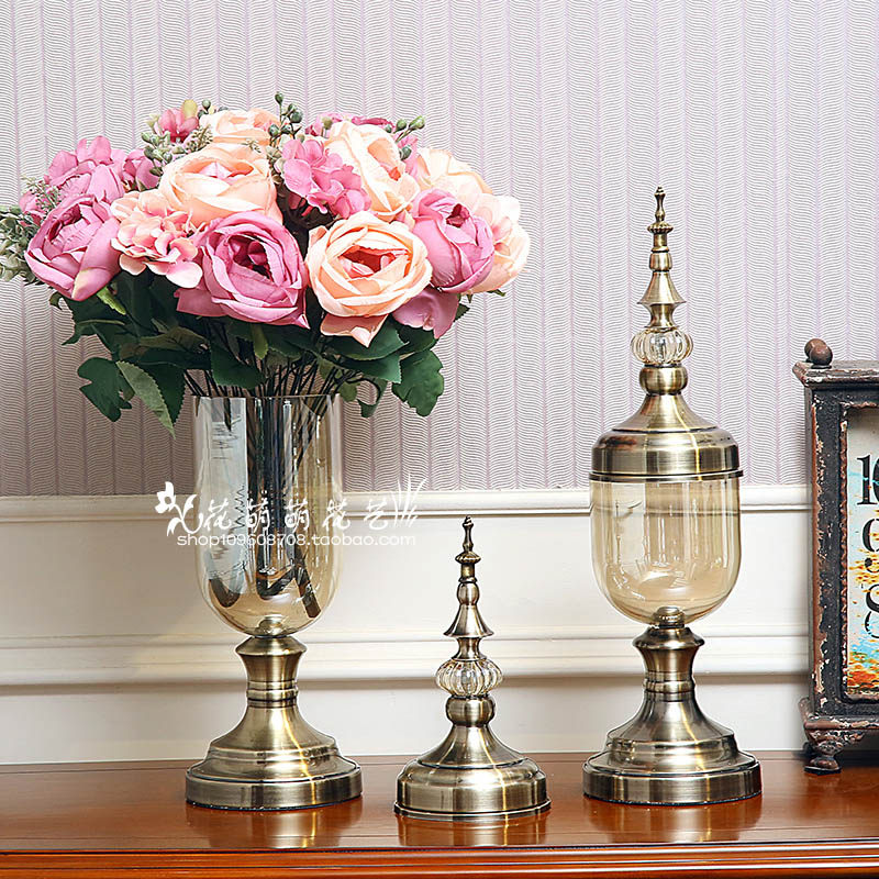 European and American glass vase simulation flower plug in modern minimal decoration dining table TV cabinet opening