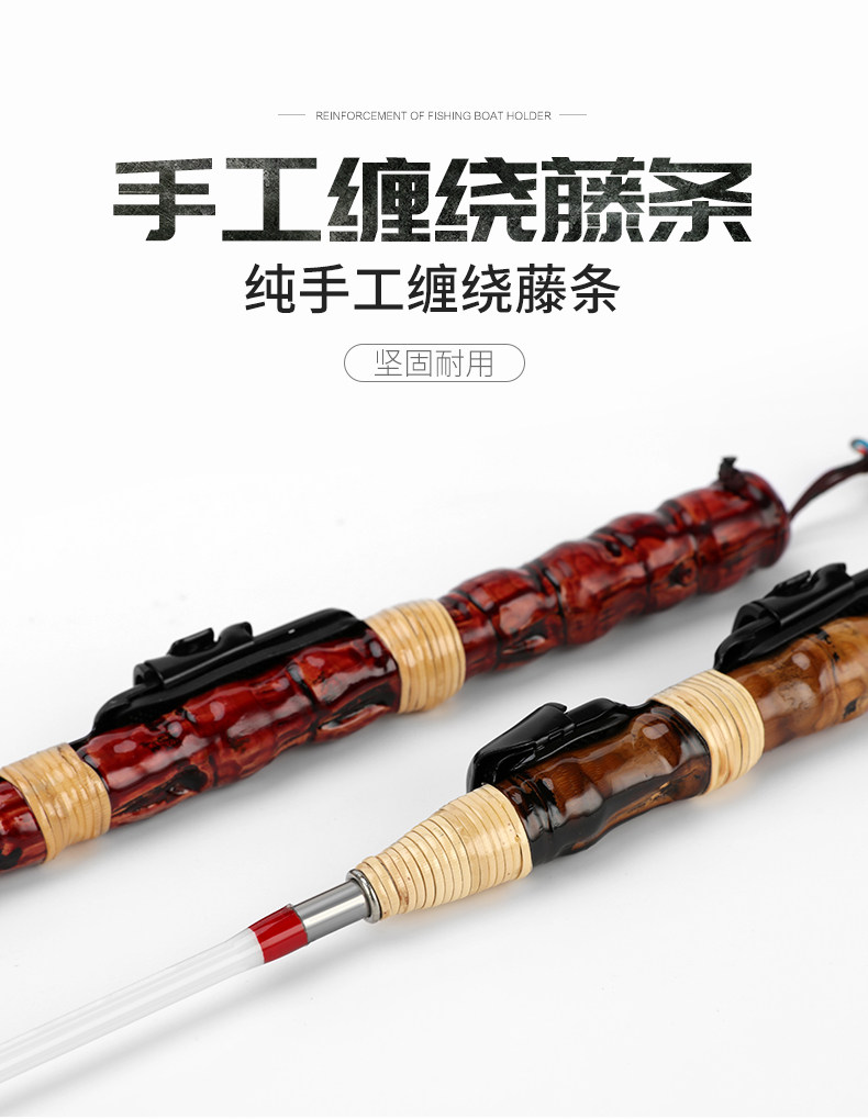 Ice удочкой 叮当鱼罗汉竹冰钓竿实心杆稍大导环60cm插节罗汉竹冰钓竿筏钓竿