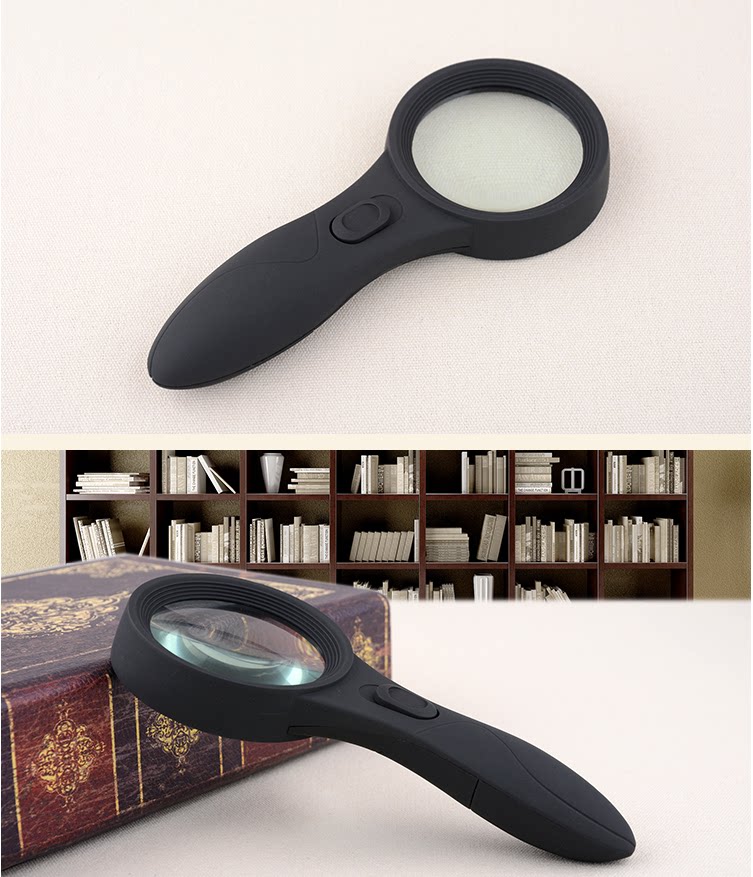 2022 new original hand-held 10 times with LED light with purple light HD magnifying glass reading for the elderly