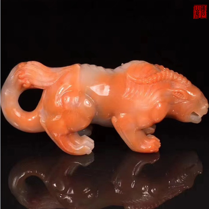 Lao Stone Handlebar Fitting Old Sex Junction Crystal Triple Colored Peach Blossom Jelly to Play Pieces Rebeast Stone Sculpture Collection-Taobao