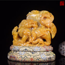 Collection Boutique Full Yellow Permeable Northern Laos Stone Fields Yellow Frozen Seal Hem (Rui Beast in Xiang) seal engraving