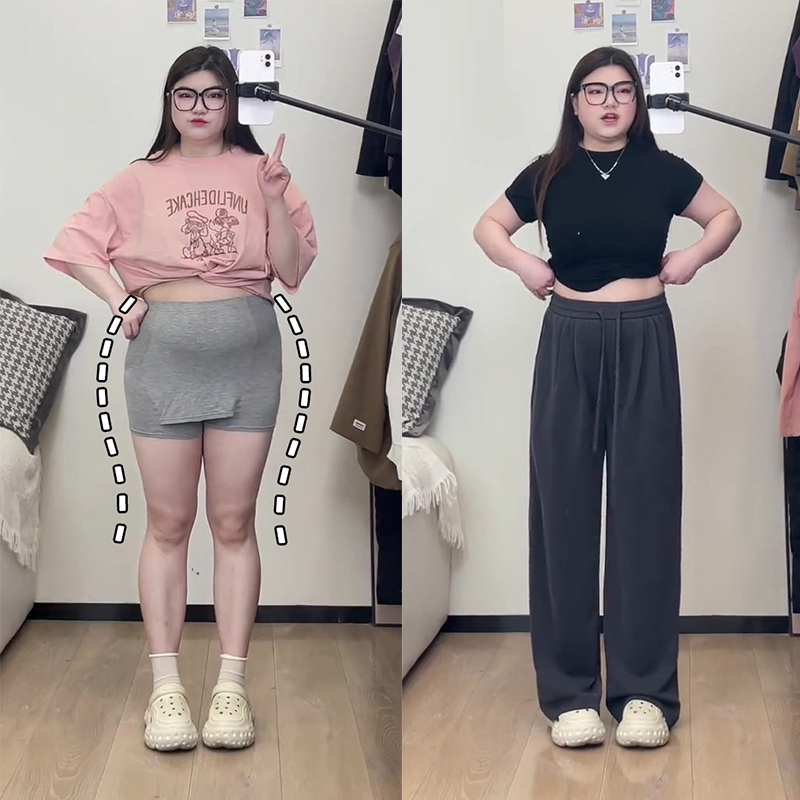 Gray Casual Pants for Women 2025 Summer New Style Plus Size Pear-Shaped Body High-Waisted Slimming Thin Cool Pants Gray Casual Pants for Women 2025 Summer New Style Plus Size Pear-Shaped Body High-Waisted Slimming Thin Cool Pants