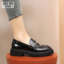 Chosneys Fall 2021 Brit Style Leafers with Patent-leather Middle-heel Loafers for the womans head