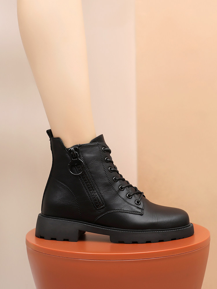 Zhuoshini 2021 winter new Martin boots female British wind heel side zipper trend fashion short barrel boots female