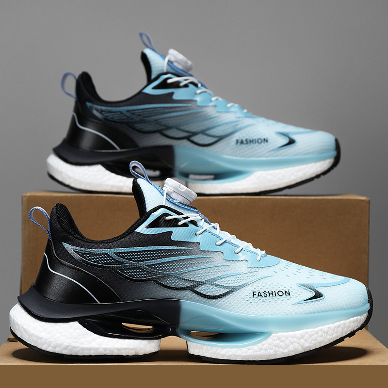 Rotating Button Running Shoes for Men, Autumn Youth Ultra-Light Shock-Absorbing Popcorn Soft-Soled Boys' Running Sports Trendy Shoes