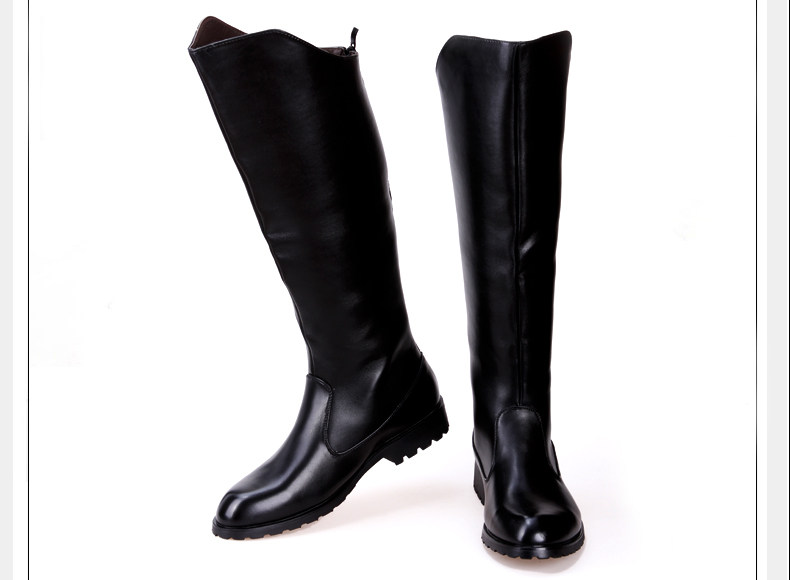 Mens Fashion Riding Boots Military Boots PU Leather Knee High