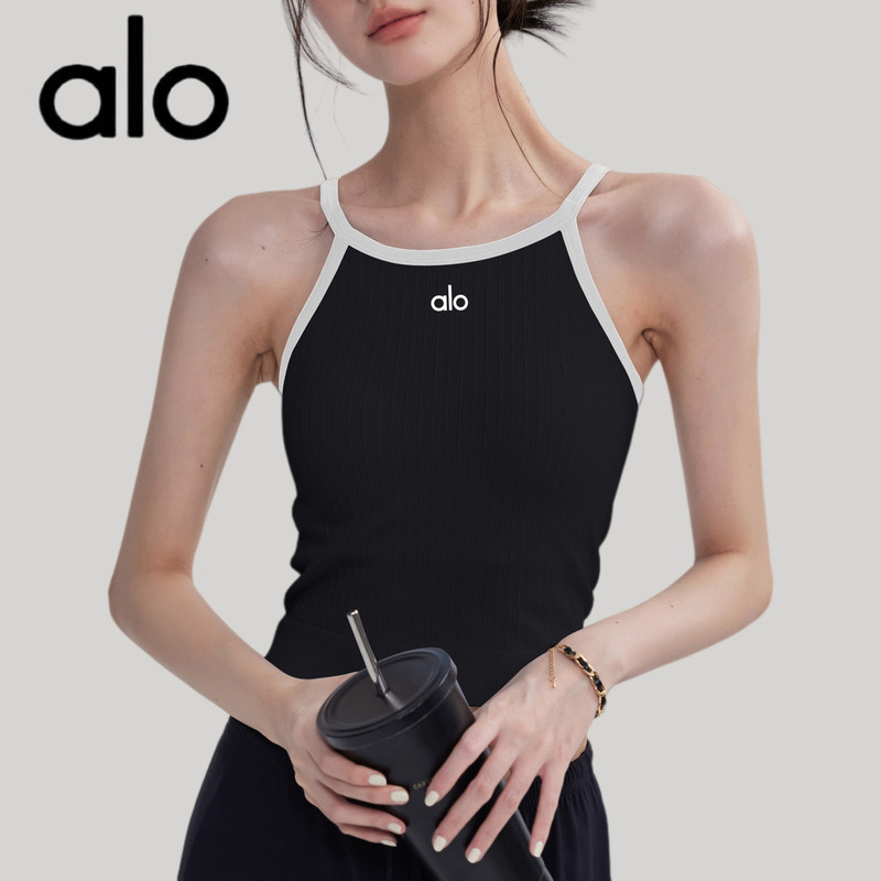 Aio Color-Blocked Sports Vest with Integrated Shock Absorption, Tight-Fitting Yoga Tank Top for Outerwear, Fitness, and Pilates Training