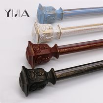 Roman pole Curtain pole Mute thickened American Mediterranean vintage Aluminum curtain track single rod double rod punch