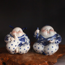 Jingdezhen ceramics sculpture Porcelain ornaments Reading and writing dolls Home decoration crafts ornaments opened