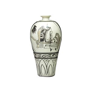 特色瓷器礼品仿古手绘花瓶 磁州窑梅瓶邯郸典故工艺品摆件