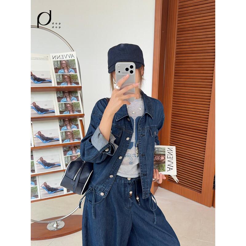 Avvenn2026 Autumn Retro Classic One-Pocket Denim Shirt for Women 1690Dopdop Buyer Store