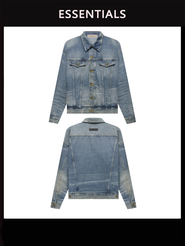 50% off Fog Kimi Essentials Jacket Women's Multi-Line Snap Button Cardigan Trendy Blue Washed Denim Jacket Men's