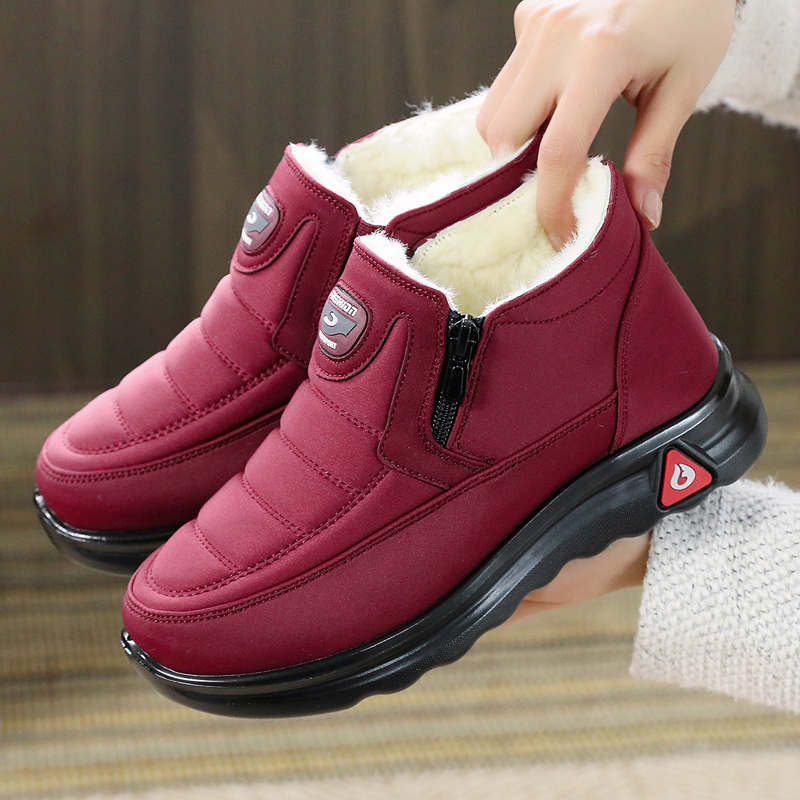 Winter Pure Wool Mom Old Beijing Cloth Shoes Non-slip Middle Aged Plus Suede Warm Grandmother Soft Bottom Elderly Cotton Shoes Woman-Taobao