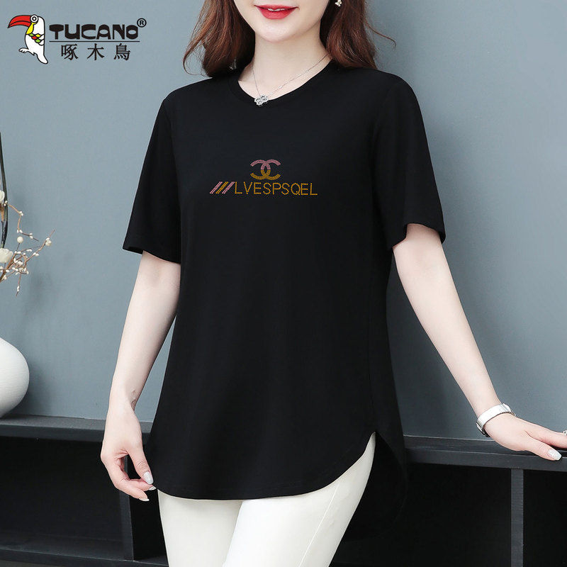 Woodpecker Women's Loose Short-Sleeved T-Shirt Ice Silk Middle-Aged and Elderly Women's Summer 2025 New Style Mom Half-Sleeve Shirt Top Woodpecker Women's Loose Short-Sleeved T-Shirt Ice Silk Middle-Aged and Elderly Women's Summer 2025 New Style Mom Half-Sleeve Shirt Top