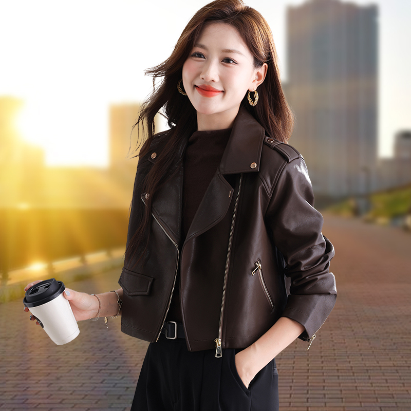 Women's Leather Jacket 2026 New Style This Year's Popular Hot Item Spring and Autumn Coat Biker Petite Ladies Leather Jacket Leather Coat