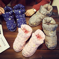 Vịt sang trọng nhẹ nhàng bao gồm tất cả các cặp vợ chồng mùa đông nam nữ chống trượt trong nhà dễ thương lông ấm tháng bông dép đi nhà tắm hàn quốc