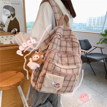 Small frescoed multilayer plaid convenience Double shoulder bag Girls minimalist about 100 lap ladies Outdoor Travel Backpack Campus School Bag Tide