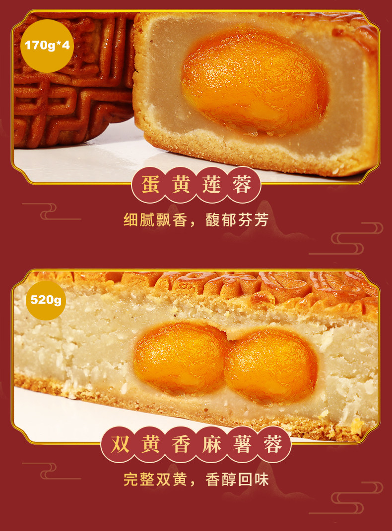 上海老字号 杏花楼 高档馨月提篮 月饼礼盒 9饼4味/1600g 图7
