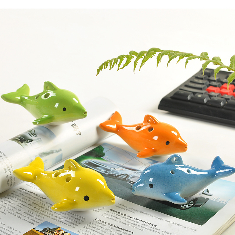 Pottery Craft Gift Ornaments Ocarina Six-hole Ceramic Alto Hongyin 6-hole Ocarina to Lanyard Dolphin Ocarina