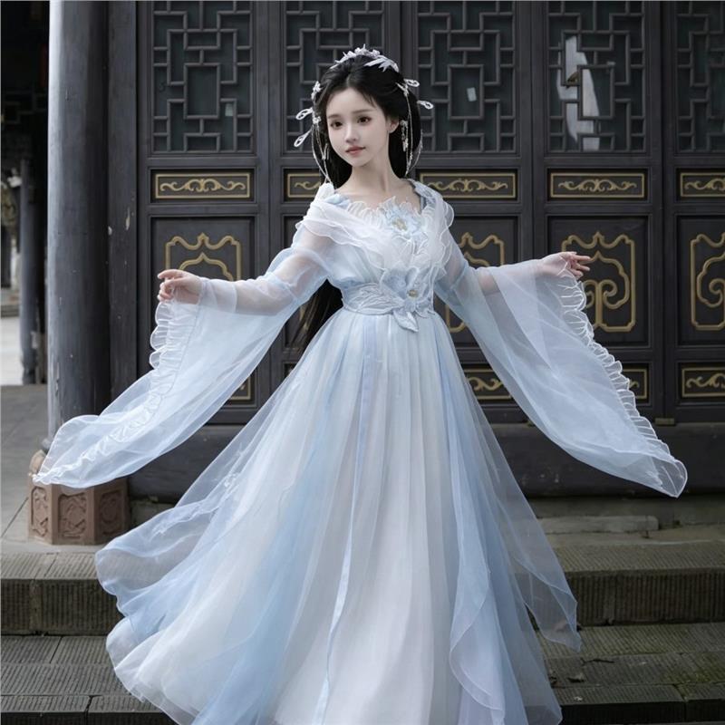 Children's [Chasing Frost Spirits] Han-Style Heavy Embroidery North and South Dynasty Hanfu Fairy-Like Set, Summer Hot Item