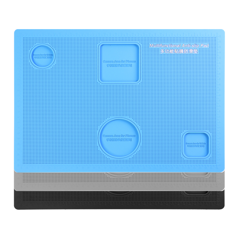 Mobile Phone Screen Protector Anti-Slip Mat, Professional Film Application Silicone Mat, Cleaning Tool for Phone Screen Tempered Film, Auxiliary Tool for Hydrogel Film, Nano Rubber, Stable Protection, Anti-Slip Fixing Strap with Camera Hole, Universal