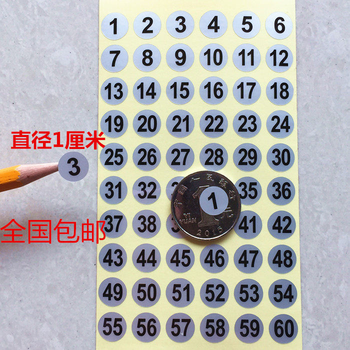 3 copies of 1-60 digital water bottle cups number stickers waterproof labels Mejia oil tick stickers